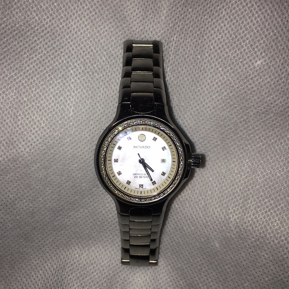 Movado Series 800 diamond and opal watch